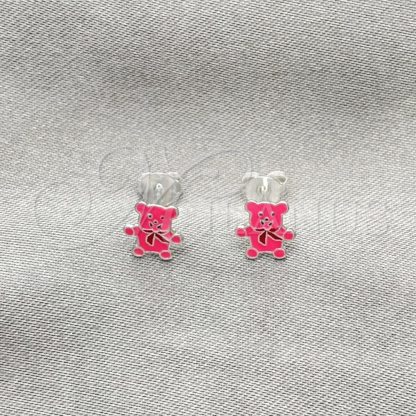 Sterling Silver Ring — Stud Earring Teddy Bear Design Pink Enamel 02. — alternate product view — SKU 151671 | Plata 925 anillo — Stud Earring Teddy Bear diseño Pink Enamel 02. — SKU 151671