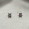 Sterling Silver Stud Earring, Teddy Bear Design, Black Enamel Finish, Silver Finish, 02.406.0004.03