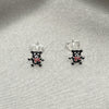 Sterling Silver Stud Earring, Teddy Bear Design, Black Enamel Finish, Silver Finish, 02.406.0004.03