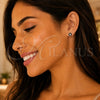 Sterling Silver Stud Earring, Flower Design, Black Enamel Finish, Silver Finish, 02.406.0005.01
