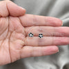 Sterling Silver Stud Earring, Flower Design, Black Enamel Finish, Silver Finish, 02.406.0005.01