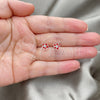 Sterling Silver Stud Earring, Flower Design, Red Enamel Finish, Silver Finish, 02.406.0005.02