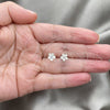Sterling Silver Stud Earring, Flower Design, White Enamel Finish, Silver Finish, 02.406.0005.03