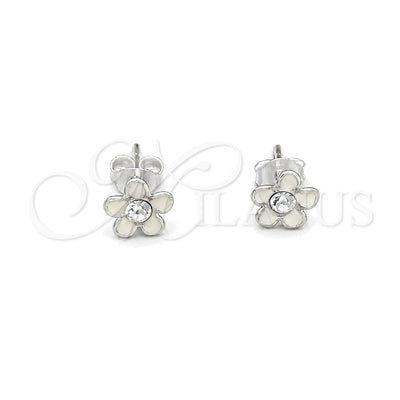 Sterling Silver Stud Earring, Flower Design, White Enamel Finish, Silver Finish, 02.406.0005.03 for wholesale, main product view