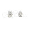 Sterling Silver Stud Earring, Flower Design, White Enamel Finish, Silver Finish, 02.406.0005.03