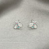 Sterling Silver Stud Earring, Bee Design, White Enamel Finish, Silver Finish, 02.406.0006.01