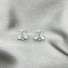 Sterling Silver Stud Earring, Bee Design, White Enamel Finish, Silver Finish, 02.406.0006.01