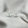 Sterling Silver Stud Earring, Bee Design, White Enamel Finish, Silver Finish, 02.406.0006.01