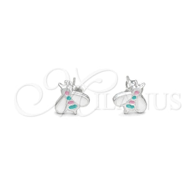 Sterling Silver Stud Earring, Bee Design, White Enamel Finish, Silver Finish, 02.406.0006.01 for wholesale, main product view