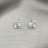 Sterling Silver Stud Earring, Bee Design, White Enamel Finish, Silver Finish, 02.406.0006.01