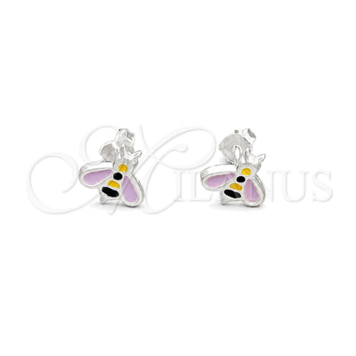 Sterling Silver Stud Earring, Bee Design, Pink Enamel Finish, Silver Finish, 02.406.0006.02 for wholesale, main product view