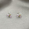 Sterling Silver Stud Earring, Bee Design, Pink Enamel Finish, Silver Finish, 02.406.0006.02