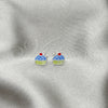Sterling Silver Stud Earring, Cupcake Design, Azul claro Enamel Finish, Silver Finish, 02.406.0009.02