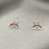 Sterling Silver Stud Earring, Green Enamel Finish, Silver Finish, 02.406.0010.01