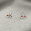Sterling Silver Stud Earring, Green Enamel Finish, Silver Finish, 02.406.0010.01