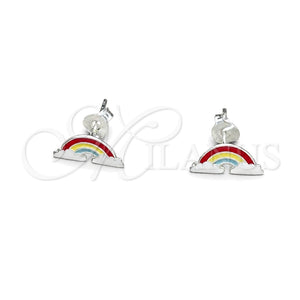 Sterling Silver Stud Earring, Green Enamel Finish, Silver Finish, 02.406.0010.01