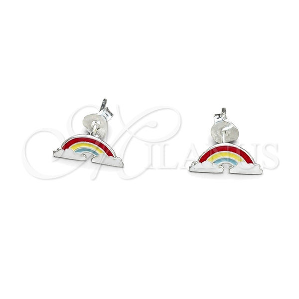 Sterling Silver Stud Earring, Green Enamel Finish, Silver Finish, 02.406.0010.01