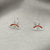 Sterling Silver Stud Earring, Green Enamel Finish, Silver Finish, 02.406.0010.01
