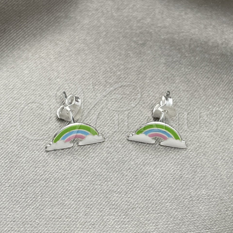 Sterling Silver Stud Earring, Red Enamel Finish, Silver Finish, 02.406.0010.02