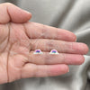 Sterling Silver Stud Earring, Pink Enamel Finish, Silver Finish, 02.406.0010.03