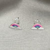 Sterling Silver Stud Earring, Pink Enamel Finish, Silver Finish, 02.406.0010.03