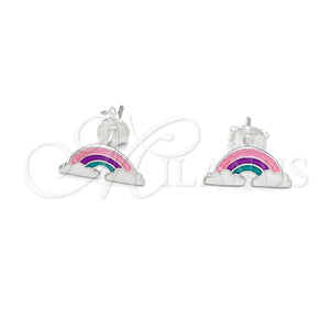Sterling Silver Stud Earring, Pink Enamel Finish, Silver Finish, 02.406.0010.03