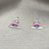 Sterling Silver Stud Earring, Pink Enamel Finish, Silver Finish, 02.406.0010.03