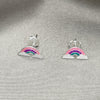 Sterling Silver Stud Earring, Pink Enamel Finish, Silver Finish, 02.406.0010.03