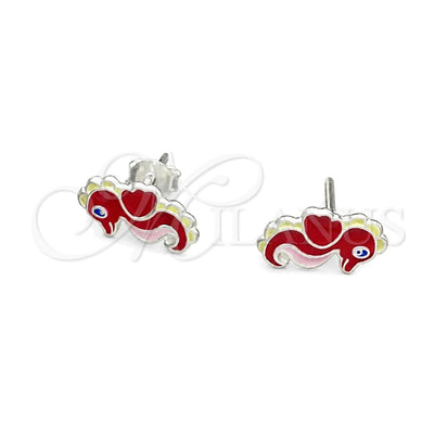 Sterling Silver Stud Earring, Seahorse Design, Red Enamel Finish, Silver Finish, 02.406.0011.01 for wholesale, main product view