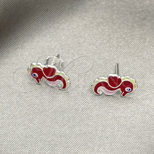 Sterling Silver Ring — Stud Earring Seahorse Design Red Enamel 02. — main product view — SKU 151689 | Plata 925 anillo — Stud Earring Seahorse diseño Red Enamel 02. — SKU 151689