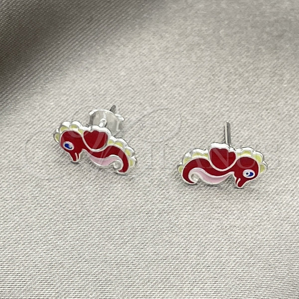 Sterling Silver Ring — Stud Earring Seahorse Design Red Enamel 02. — main product view — SKU 151689 | Plata 925 anillo — Stud Earring Seahorse diseño Red Enamel 02. — SKU 151689