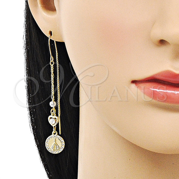 Gold Filled Ring — Threader Earring Caridad del Cobre and Heart Design — alternate product view — SKU 151705 | Oro Laminado anillo — Threader Earring Caridad del Cobre and corazón diseño — SKU 151705