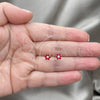 Sterling Silver Stud Earring, Flower Design, with Garnet Crystal, Polished, Silver Finish, 02.406.0013.01