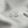 Sterling Silver Ring — Stud Earring Flower Design with White Crystal Polished — alternate product view — SKU 151708 | Plata 925 anillo — Stud Earring flor diseño with cristal blanco pulido — SKU 151708