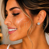 Sterling Silver Stud Earring, Flower Design, with White Crystal, Polished, Silver Finish, 02.406.0014.03