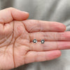 Sterling Silver Stud Earring, Flower Design, with Black Crystal, Polished, Silver Finish, 02.406.0015.01