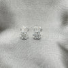 Sterling Silver Stud Earring, Flower Design, with White Crystal, Polished, Silver Finish, 02.406.0015.03