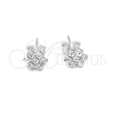 Sterling Silver Stud Earring, Flower Design, with White Crystal, Polished, Silver Finish, 02.406.0015.03 for wholesale, main product view