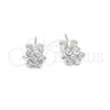 Sterling Silver Stud Earring, Flower Design, with White Crystal, Polished, Silver Finish, 02.406.0015.03