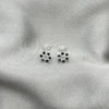 Sterling Silver Stud Earring, Flower Design, with Black Crystal, Polished, Silver Finish, 02.406.0016.01