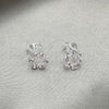 Sterling Silver Stud Earring, Flower Design, with White Crystal, Polished, Silver Finish, 02.406.0016.02 for wholesale, additional product view 4