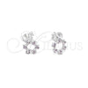 Sterling Silver Stud Earring, Flower Design, with White Crystal, Polished, Silver Finish, 02.406.0016.02