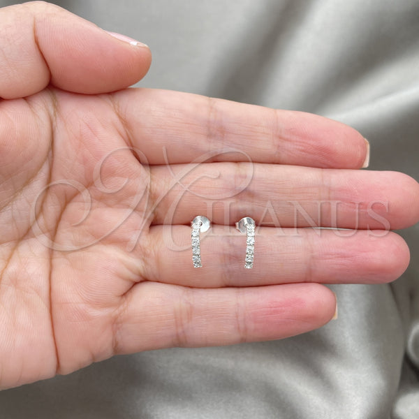 Sterling Silver Ring — Stud Earring with White Crystal Polished 02. — alternate product view — SKU 151719 | Plata 925 anillo — Stud Earring with cristal blanco pulido 02. — SKU 151719