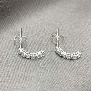 Sterling Silver Ring — Stud Earring with White Crystal Polished 02. — main product view — SKU 151719 | Plata 925 anillo — Stud Earring with cristal blanco pulido 02. — SKU 151719