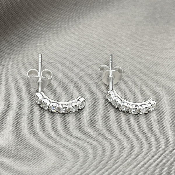 Sterling Silver Ring — Stud Earring with White Crystal Polished 02. — main product view — SKU 151719 | Plata 925 anillo — Stud Earring with cristal blanco pulido 02. — SKU 151719