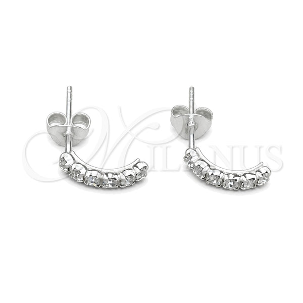Sterling Silver Stud Earring, with White Crystal, Polished, Silver Finish, 02.406.0017.01