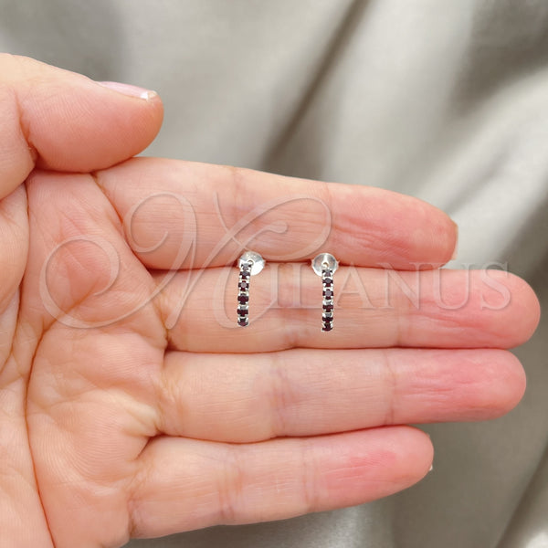 Sterling Silver Ring — Stud Earring with Black Crystal Polished 02. — alternate product view — SKU 151720 | Plata 925 anillo — Stud Earring with negro cristal pulido 02. — SKU 151720