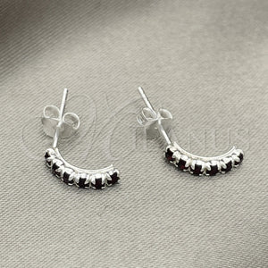 Sterling Silver Ring — Stud Earring with Black Crystal Polished 02. — main product view — SKU 151720 | Plata 925 anillo — Stud Earring with negro cristal pulido 02. — SKU 151720