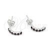 Sterling Silver Stud Earring, with Black Crystal, Polished, Silver Finish, 02.406.0017.02