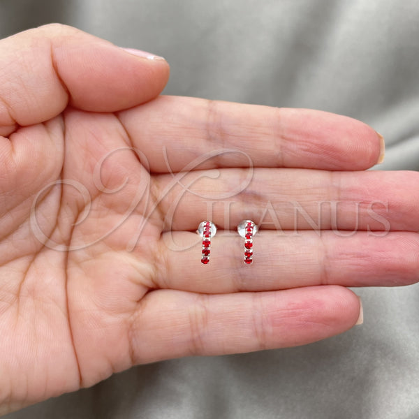 Sterling Silver Ring — Stud Earring with Garnet Crystal Polished 02. — alternate product view — SKU 151721 | Plata 925 anillo — Stud Earring with Garnet cristal pulido 02. — SKU 151721